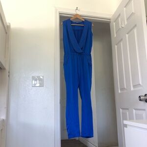Silk Jumpsuit with Silver Studs, Royal Blue